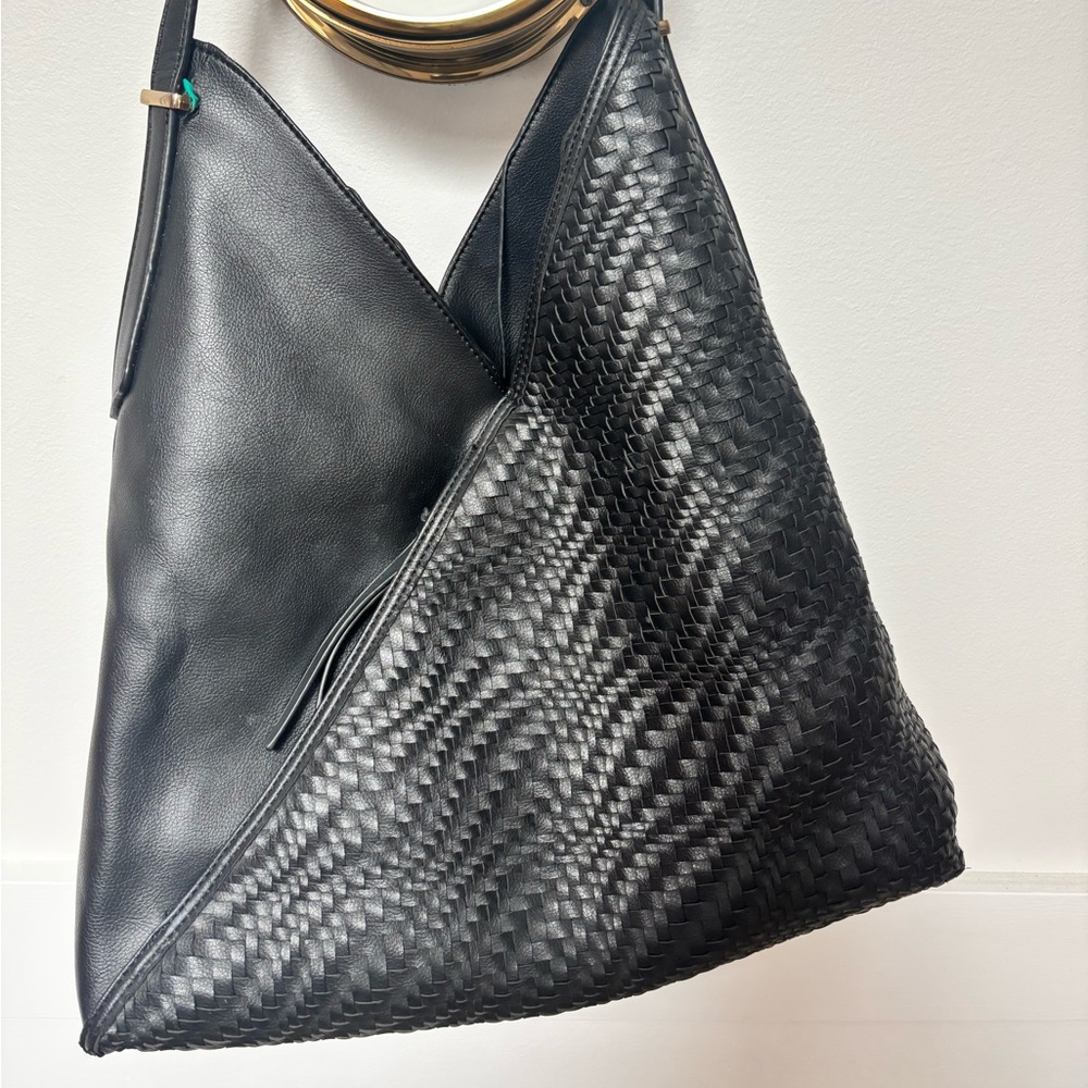 Urban Expressions Black vegan leather Woven Tote Bag.NWOT